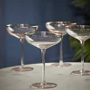 Four Gold & Blush Champagne Coupes