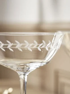 Four Leaf Engraved Champagne Coupes