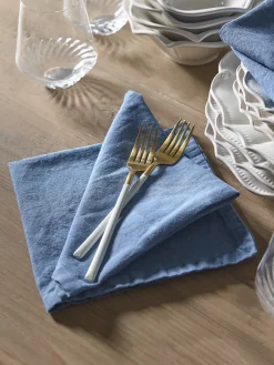 Four Linen & Cotton Napkins - Nordic Blue