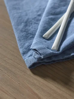 Four Linen & Cotton Napkins - Nordic Blue