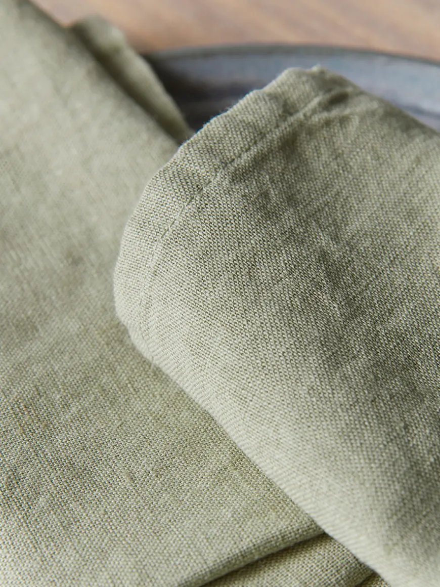 Four Linen & Cotton Napkins - Sage