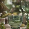 Four Olive Glass Tumblers