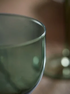 Four Olive Glass Tumblers