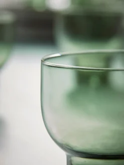 Four Olive Glass Tumblers