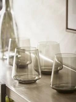 Four Smoke Glass Tumblers