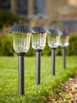 Four Solar Fluted Stake Lights