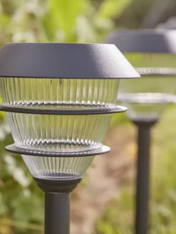 Four Solar Tiered Stake Lights