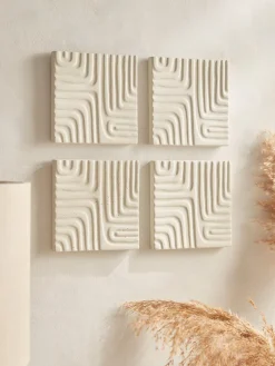 Four Textured Wall Art Tiles