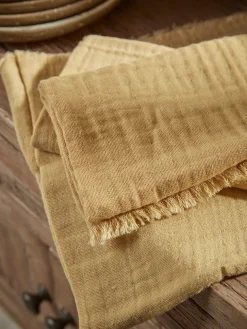 Four Waffle Napkins - Ochre