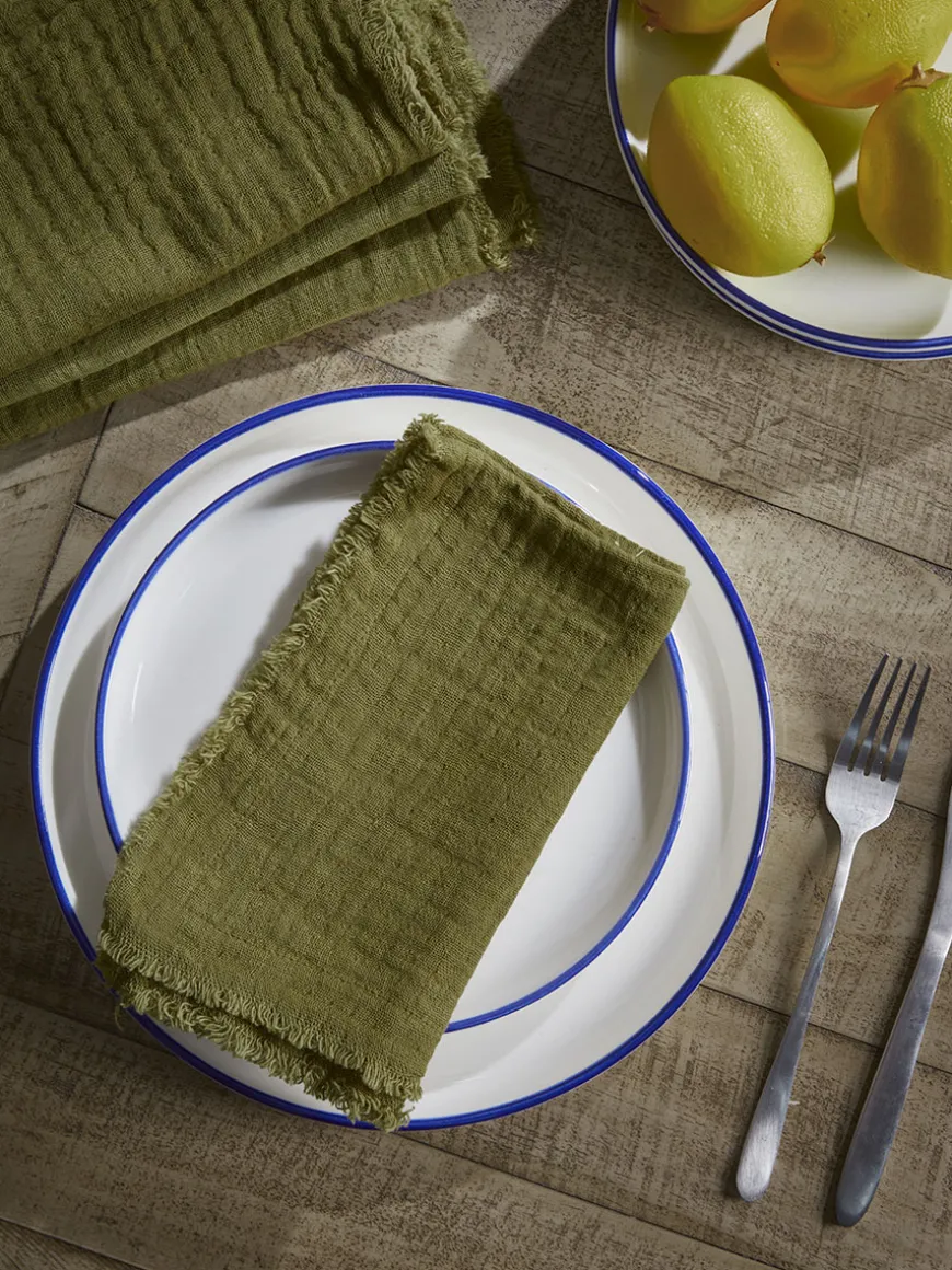 Four Waffle Napkins - Olive