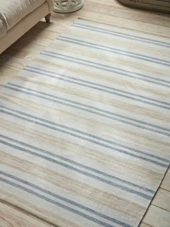 French Blue Striped Rug