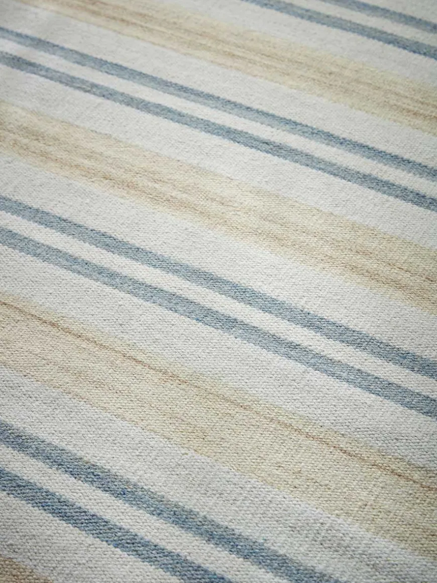 French Blue Striped Rug