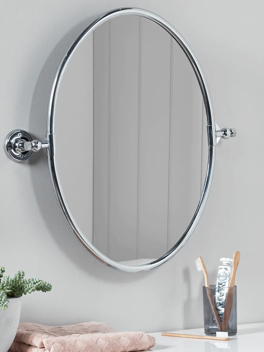 French Oval Mirror - Antique Silver