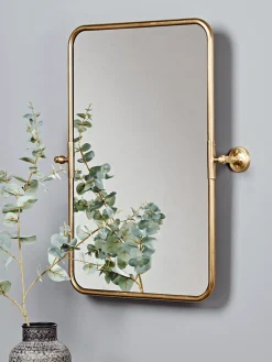 French Rectangle Wall Mirror - Brass