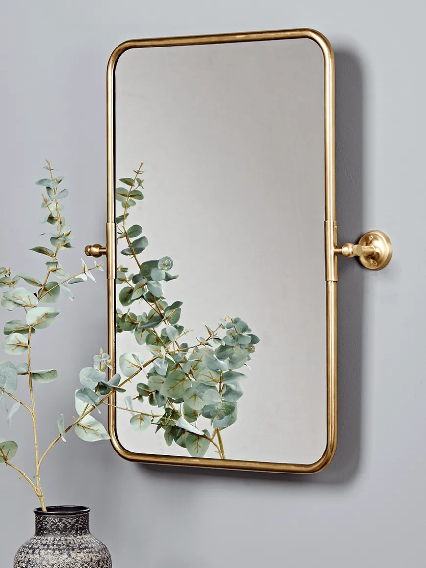 French Rectangle Wall Mirror - Brass