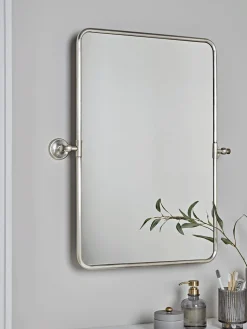 French Rectangle Wall Mirror - Antique Silver