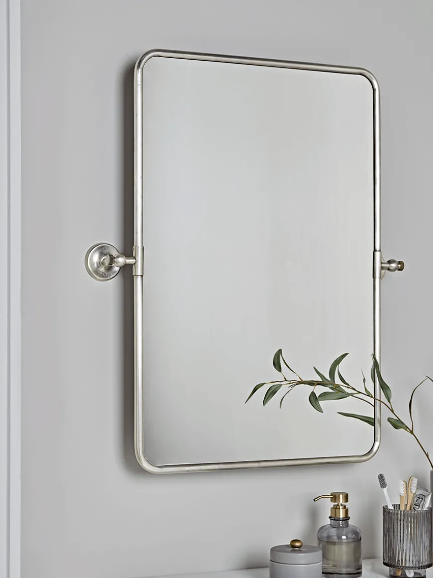 French Rectangle Wall Mirror - Antique Silver