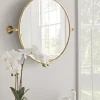 French Round Wall Mirror - Brass