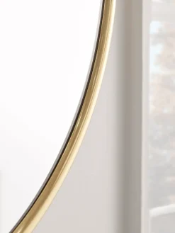 French Round Wall Mirror - Brass