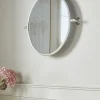 French Round Wall Mirror - Antique Silver