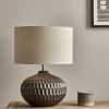 Geometric Textured Table Lamp - Bronze