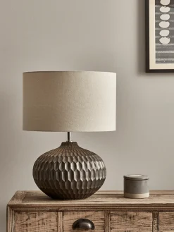 Geometric Textured Table Lamp - Bronze