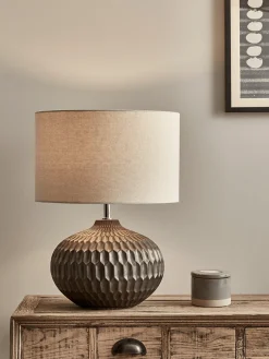 Geometric Textured Table Lamp - Bronze