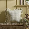Gingham Ruffle Square Cushion - Sage