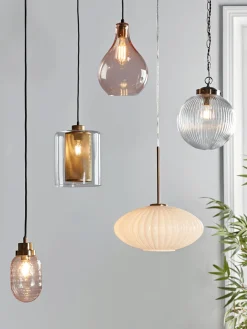 Glass & Brass Mesh Pendant