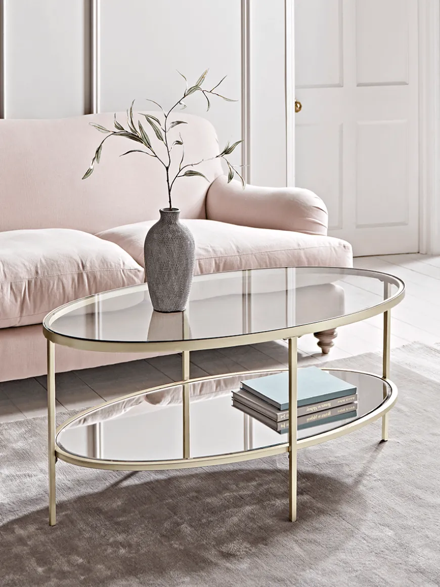 Glass Display Coffee Table - Soft Gold