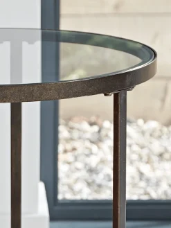 Glass Display Side Table - Aged Bronze