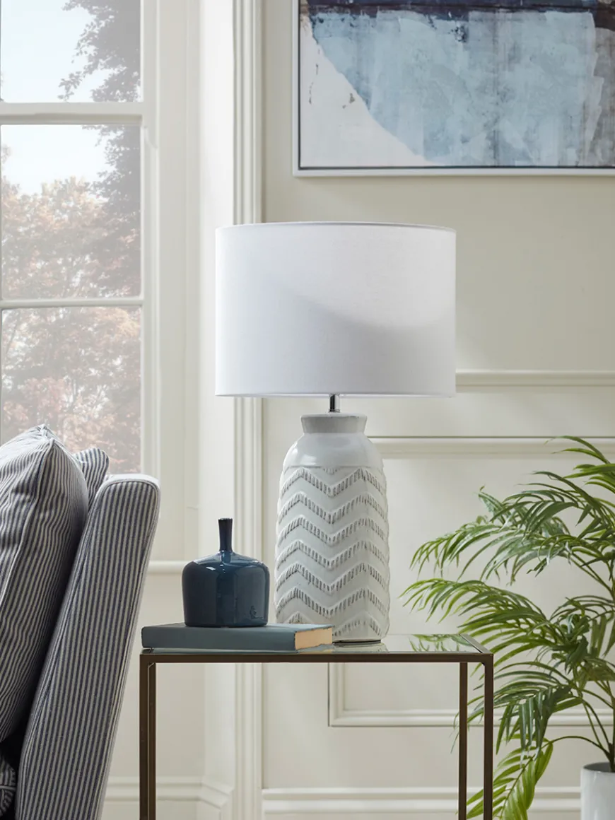 Glazed Chevron Table Lamp