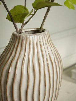 Glazed Ribbed Vase