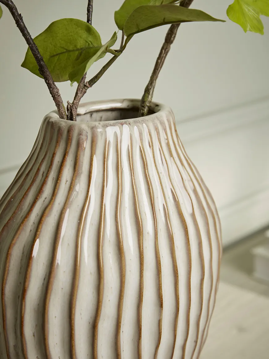 Glazed Ribbed Vase