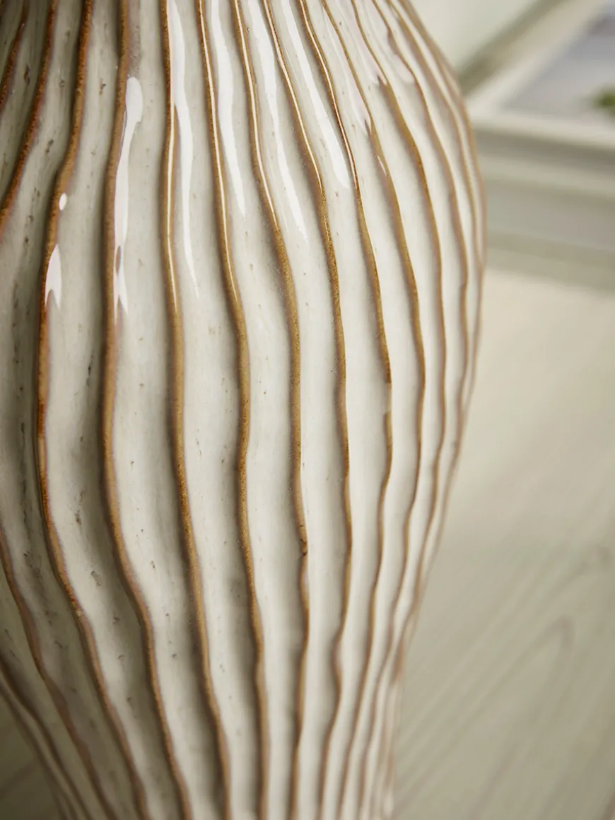 Glazed Ribbed Vase