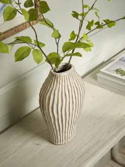 Glazed Ribbed Vase