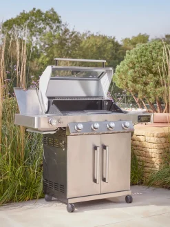 Gourmet Gas & Charcoal Stainless Steel BBQ - 4 Burner