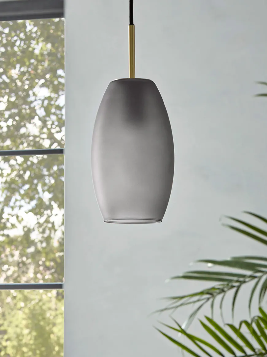 Grey Ombre Frosted Glass Pendant