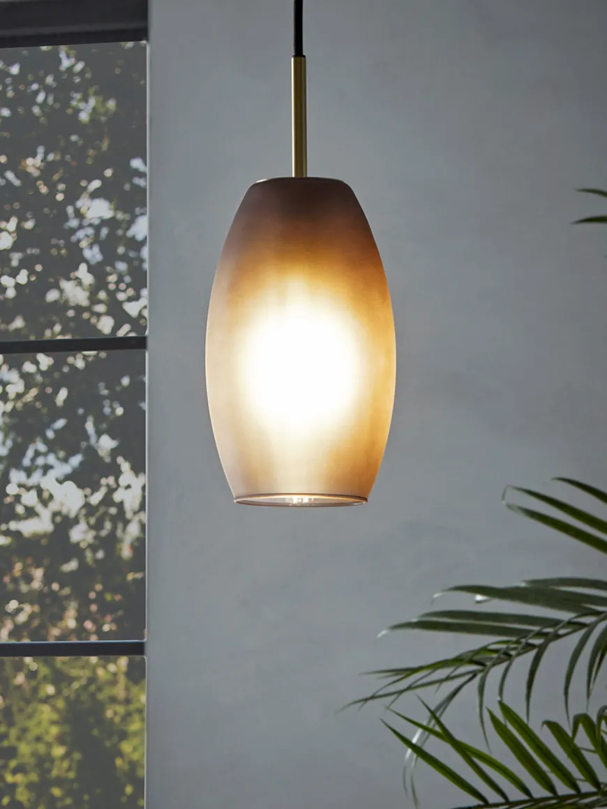 Grey Ombre Frosted Glass Pendant