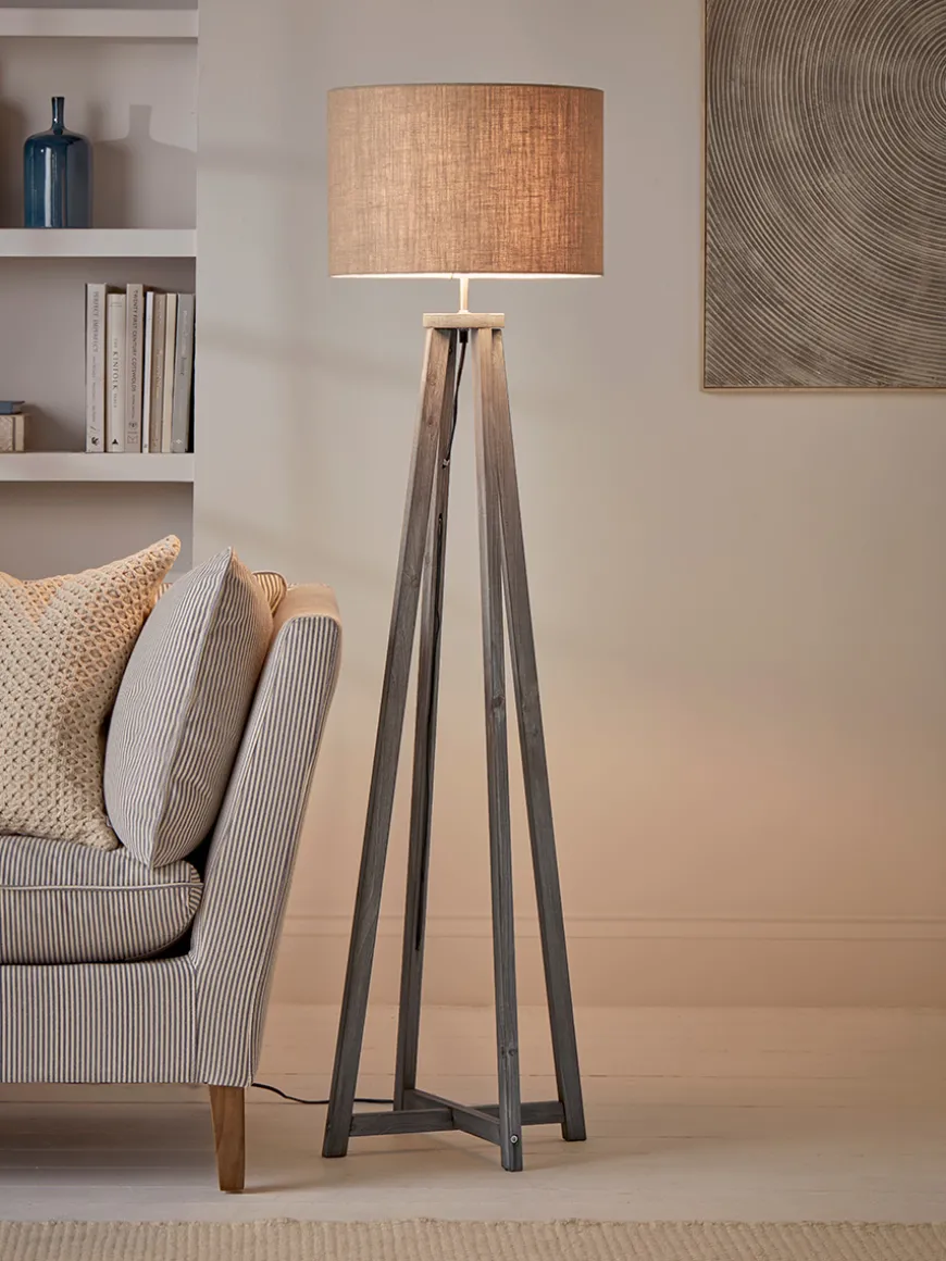 Grey Washed Floor Lamp