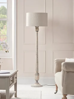 Grey Washed Turned Floor Lamp
