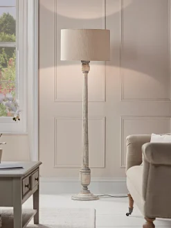Grey Washed Turned Floor Lamp