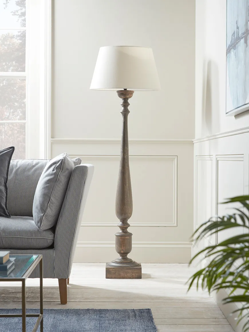 Greywash Turned Floor Lamp