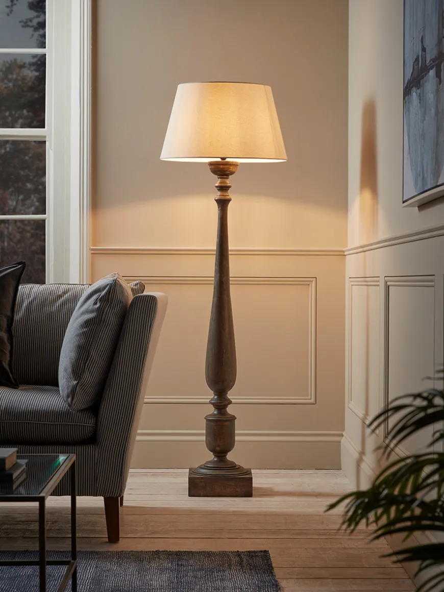 Greywash Turned Floor Lamp