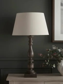 Greywash Turned Table Lamp