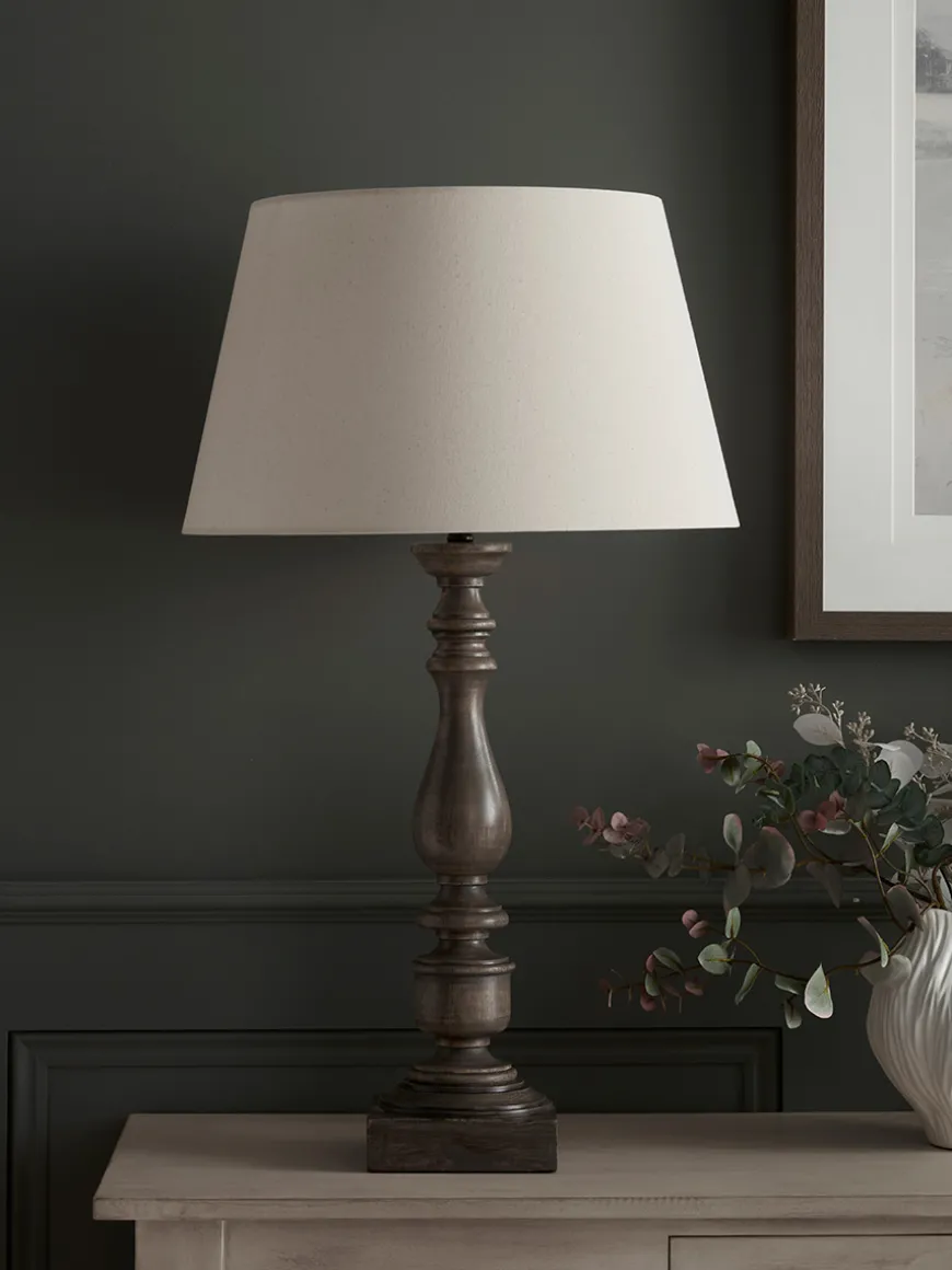 Greywash Turned Table Lamp