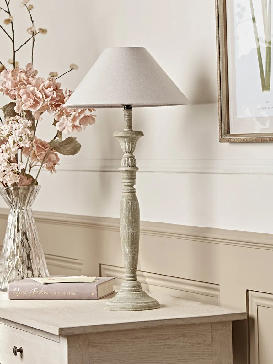 Greywashed Turned Table Lamp