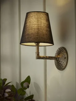 Hammered Antique Brass Wall Light