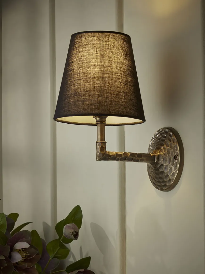 Hammered Antique Brass Wall Light