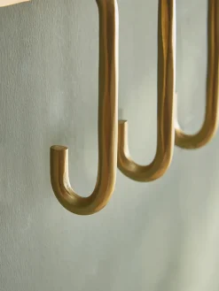 Hammered Brass Triple Hook